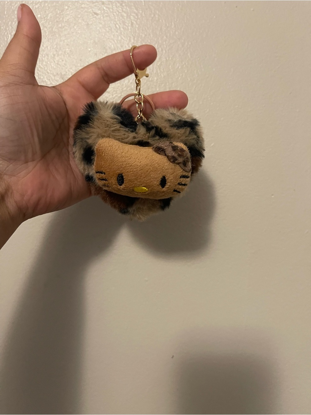 Sanrio Hello Kitty Leopard Plush Keychain - Brown & Black
